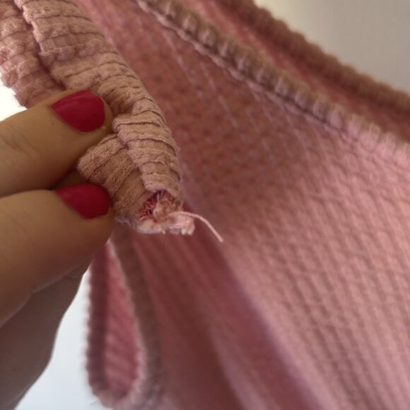 Roller Coaster Blush Pink Ribbed Tie-Strap Romper Jumpsuit – Women’s Size Medium - Picture 8 of 9